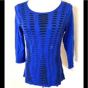 Blue sweater top Express sweater 3/4 sleeves round neck sweater new w tag